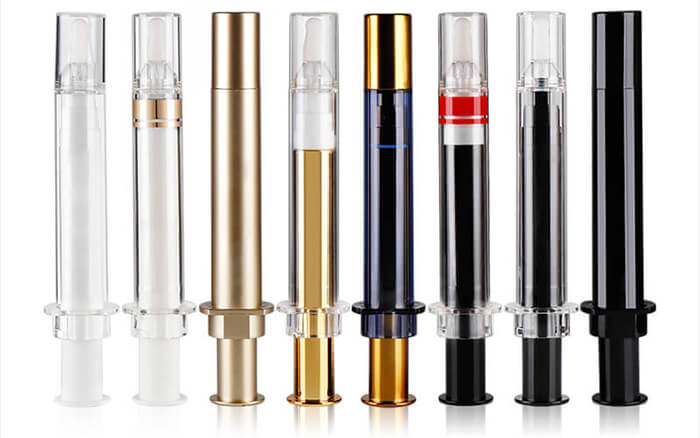 airless syringes with different decoration