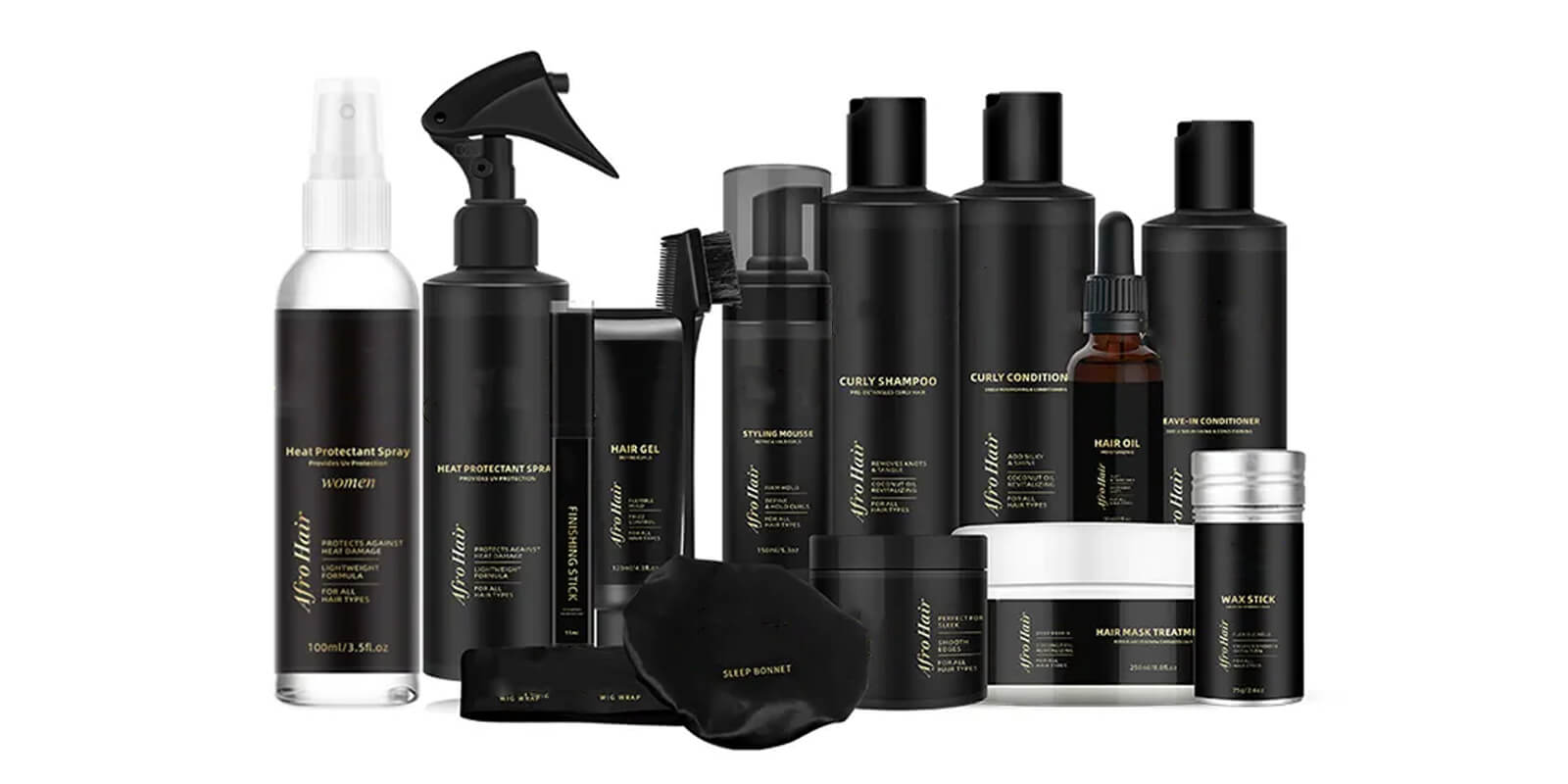 black hair care packaging collection