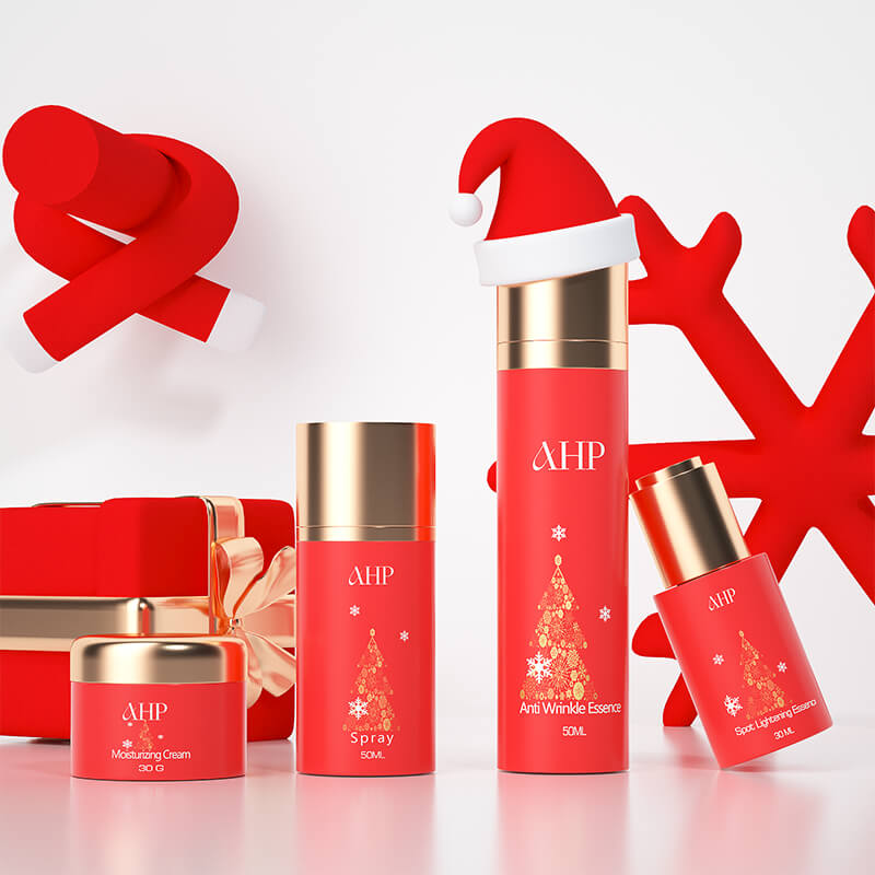 Christmas style cosmetic airless bottle set