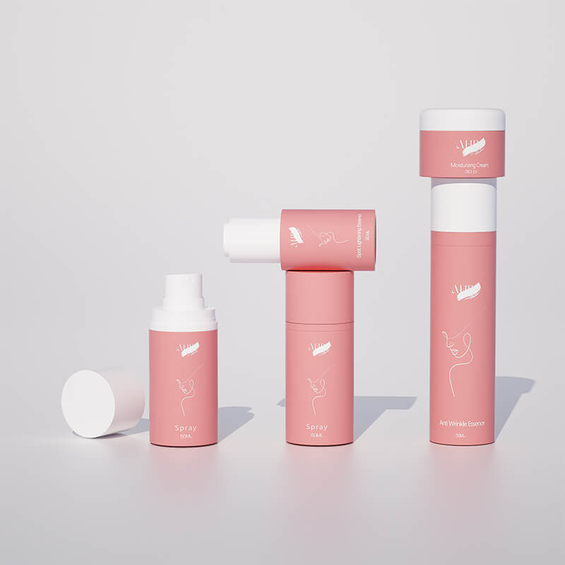 pink cosmetic airless bottle set