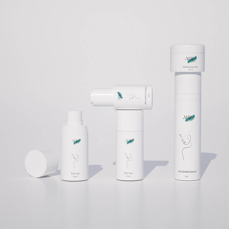 white cosmetic airless bottle set