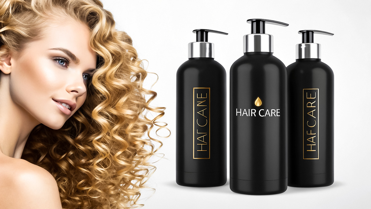 Black hair care bottle set