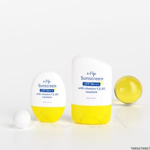 Sunscreen bottle with yellow cap