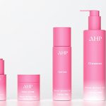 pink skincare bottle set