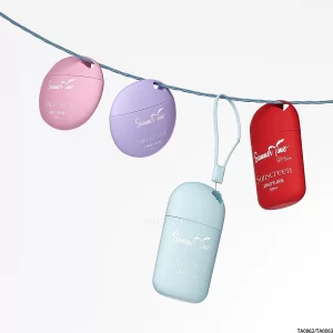 Sunscreen cream bottle with lanyard