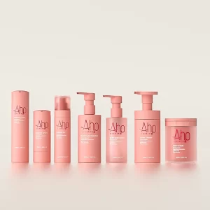 Pink skincare bottle set