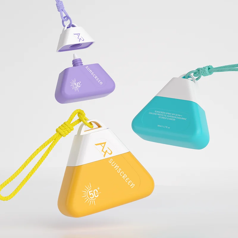 Triangle sunscreen bottle for travel