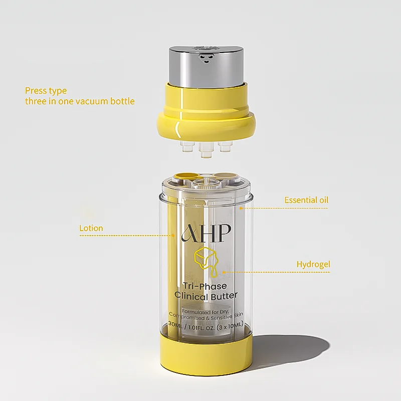 Three-in-one airless pump bottle